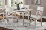 Antique White Finish 5pc Dining Set Rectangular Table and 4 Side Chairs Wooden Dining Kitchen Furniture Breakfast Modern Dining Set