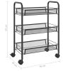 3-Tier Kitchen Trolley Black 18.1"x10.2"x25.2" Iron