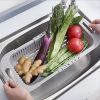 1pc Retractable Adjustable Vegetable Drain Basket; Rectangular Plastic Basket; Household Kitchen Dishwashing And Vegetable Rack; Sink Drain Basket