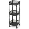 3-Tier Folding Metal Storage Rack Rolling Utility Cart