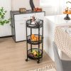 3-Tier Folding Metal Storage Rack Rolling Utility Cart