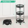 3-Tier Folding Metal Storage Rack Rolling Utility Cart